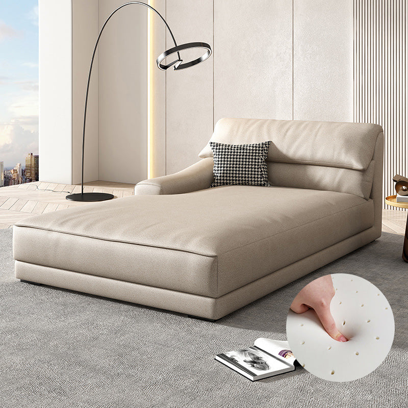 Modern Upholstered Chaise Lounge Leather Recessed Arms for Bedroom and Living Room