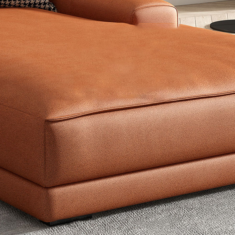 Modern Upholstered Chaise Lounge Leather Recessed Arms for Bedroom and Living Room