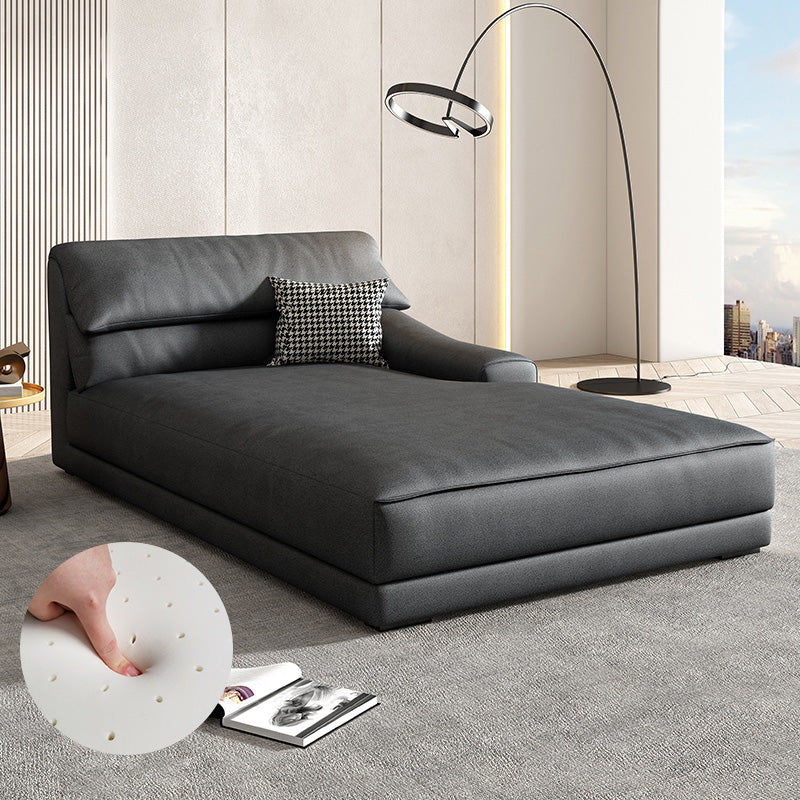 Modern Upholstered Chaise Lounge Leather Recessed Arms for Bedroom and Living Room