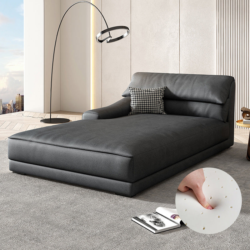 Modern Upholstered Chaise Lounge Leather Recessed Arms for Bedroom and Living Room