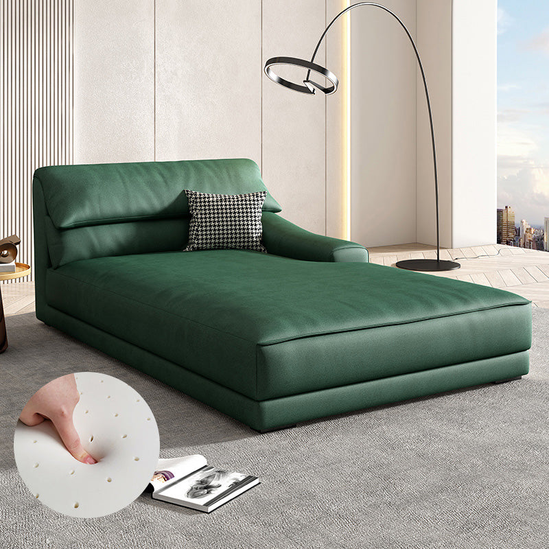 Modern Upholstered Chaise Lounge Leather Recessed Arms for Bedroom and Living Room