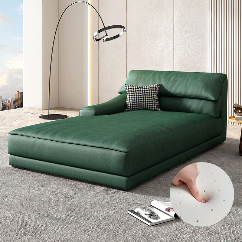 Modern Upholstered Chaise Lounge Leather Recessed Arms for Bedroom and Living Room