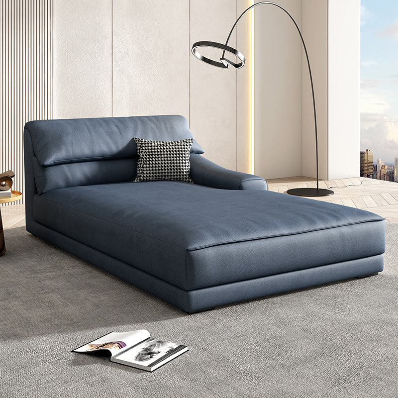 Modern Upholstered Chaise Lounge Leather Recessed Arms for Bedroom and Living Room