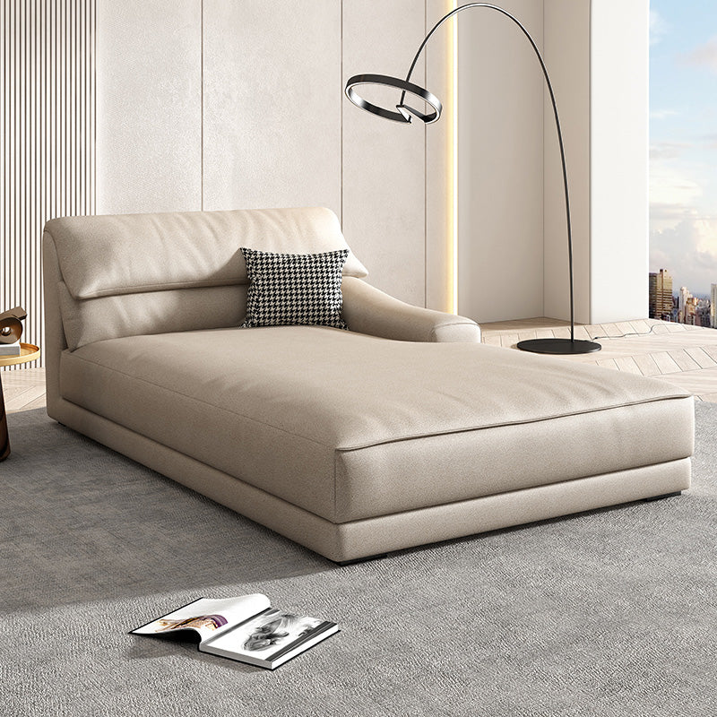 Modern Upholstered Chaise Lounge Leather Recessed Arms for Bedroom and Living Room