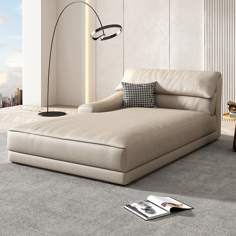 Modern Upholstered Chaise Lounge Leather Recessed Arms for Bedroom and Living Room