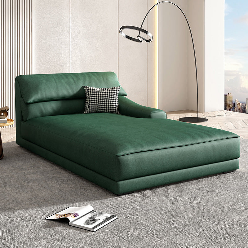 Modern Upholstered Chaise Lounge Leather Recessed Arms for Bedroom and Living Room