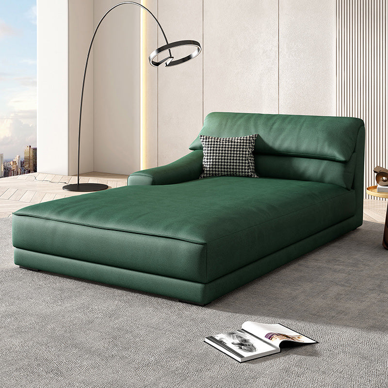 Modern Upholstered Chaise Lounge Leather Recessed Arms for Bedroom and Living Room