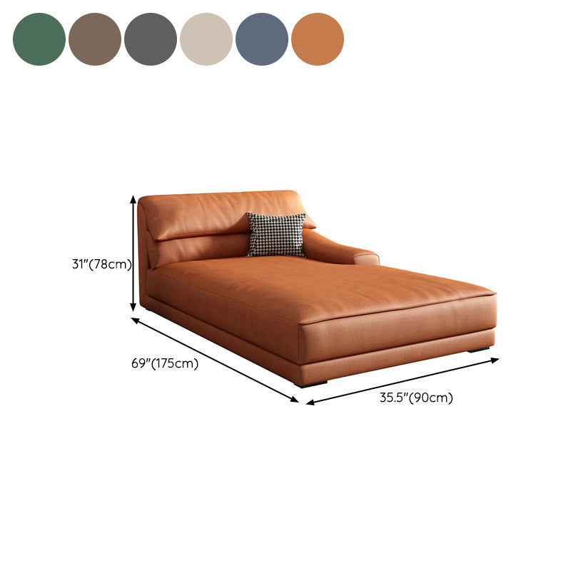 Modern Upholstered Chaise Lounge Leather Recessed Arms for Bedroom and Living Room