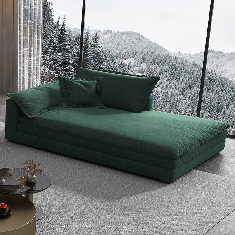 Glam Cushioned Chaise Lounge Recessed Arms Chaise with Three Pillows for Bedroom