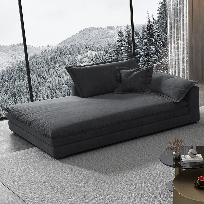 Glam Cushioned Chaise Lounge Recessed Arms Chaise with Three Pillows for Bedroom