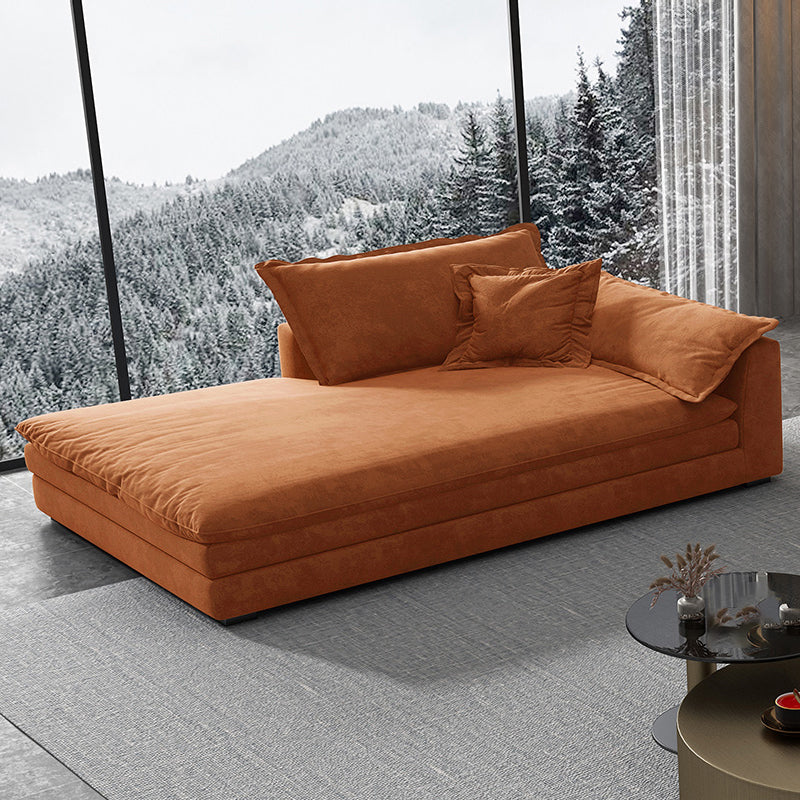 Glam Cushioned Chaise Lounge Recessed Arms Chaise with Three Pillows for Bedroom