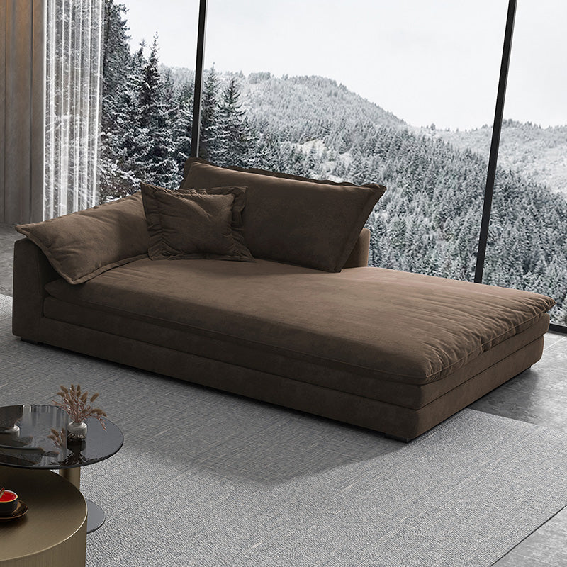 Glam Cushioned Chaise Lounge Recessed Arms Chaise with Three Pillows for Bedroom