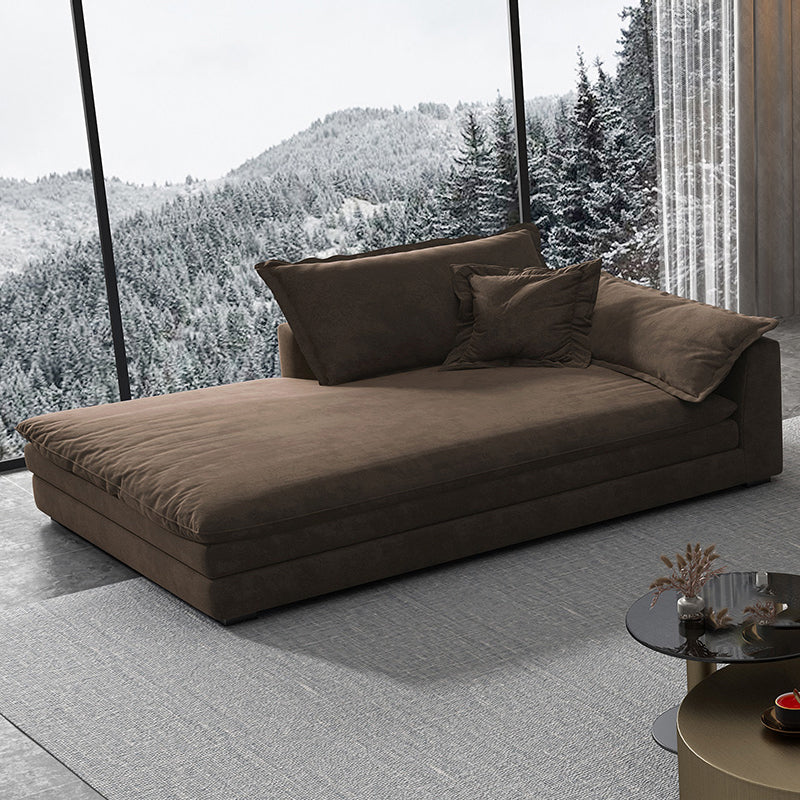 Glam Cushioned Chaise Lounge Recessed Arms Chaise with Three Pillows for Bedroom