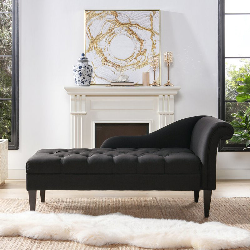 Modern Style Chaise Polyester Blend Chaise Lounge with Rolled Arms