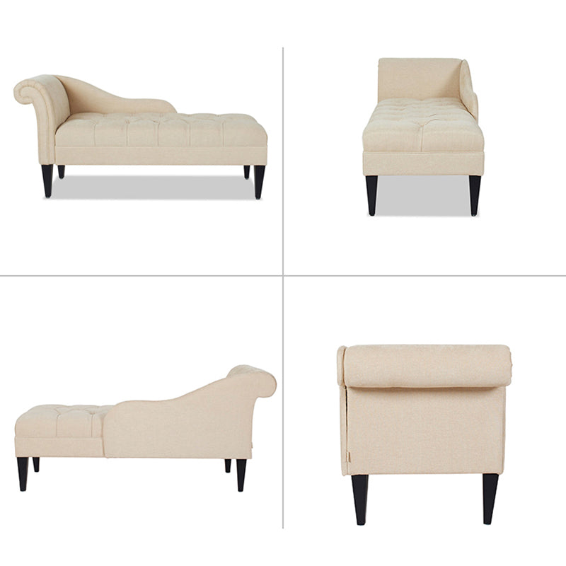 Modern Style Chaise Polyester Blend Chaise Lounge with Rolled Arms
