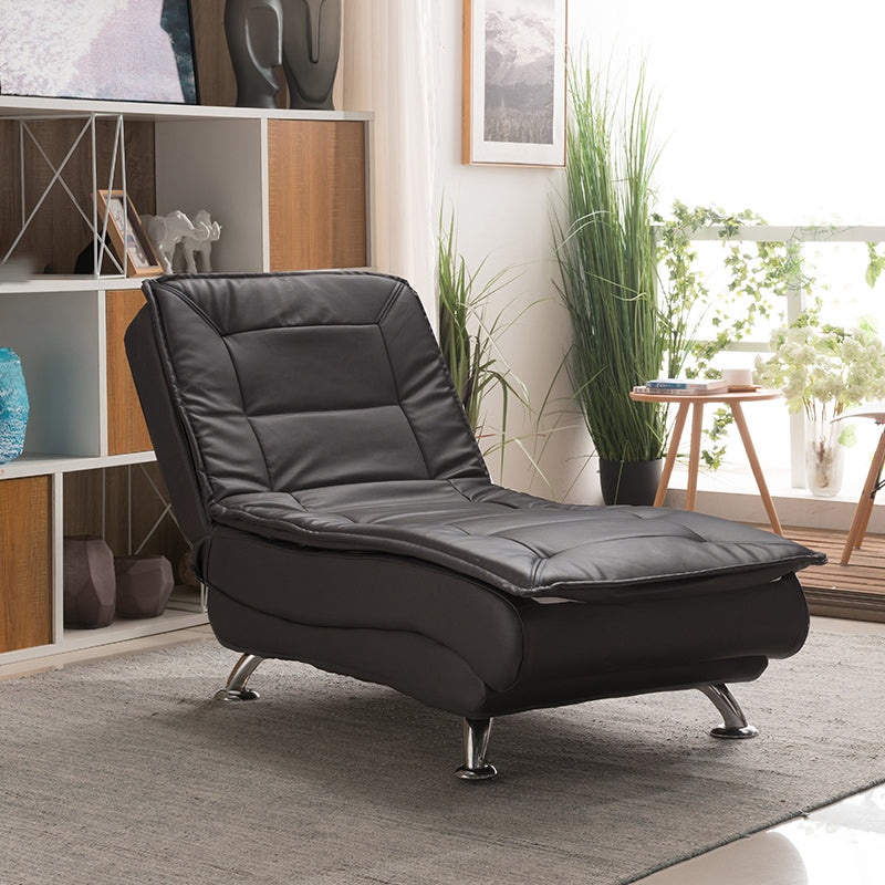 Modern Cushioned Chaise Lounge Folding and Adjustable Chaise for Living Room
