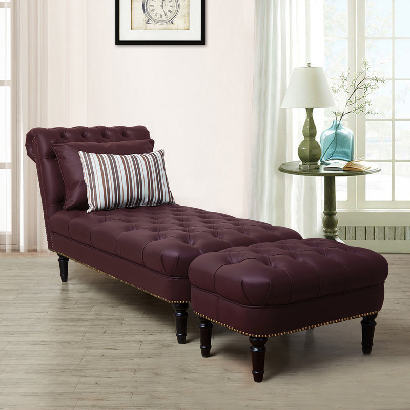 Modern Tufted Chaise Lounge Birch Armless Chaise for Bedroom and Living Room