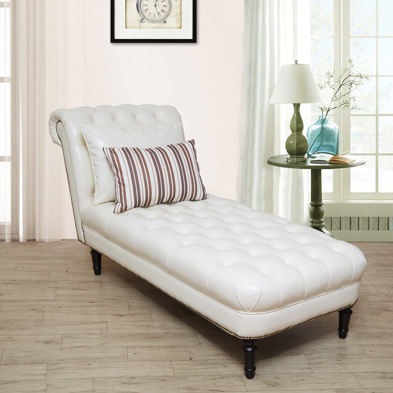 Modern Tufted Chaise Lounge Birch Armless Chaise for Bedroom and Living Room