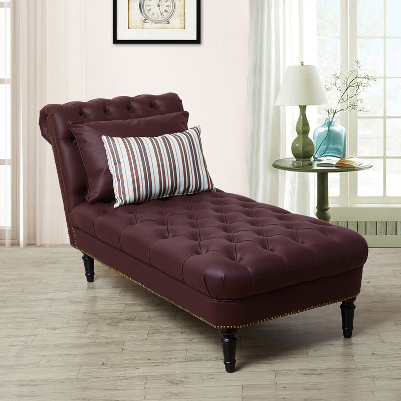 Modern Tufted Chaise Lounge Birch Armless Chaise for Bedroom and Living Room