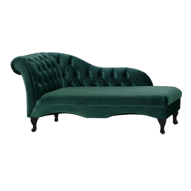 Cushioned Glam Chaise Lounge with Rolled Arms for Bedroom and Living Room