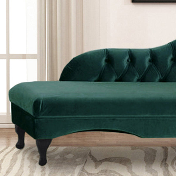 Cushioned Glam Chaise Lounge with Rolled Arms for Bedroom and Living Room