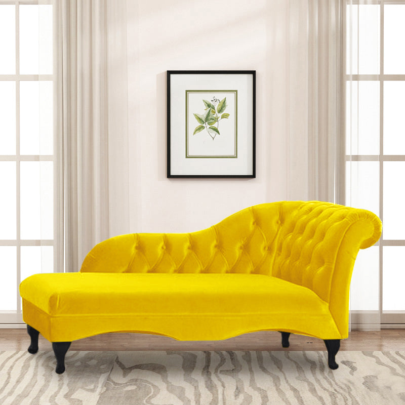 Cushioned Glam Chaise Lounge with Rolled Arms for Bedroom and Living Room