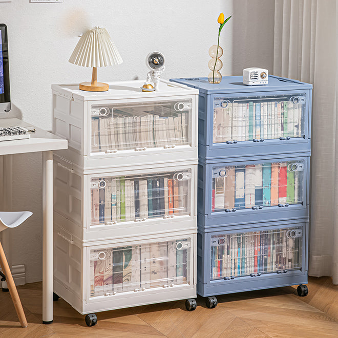 Contemporary Standard Kids Bookshelf Plastic Book Shelf in Closed Back