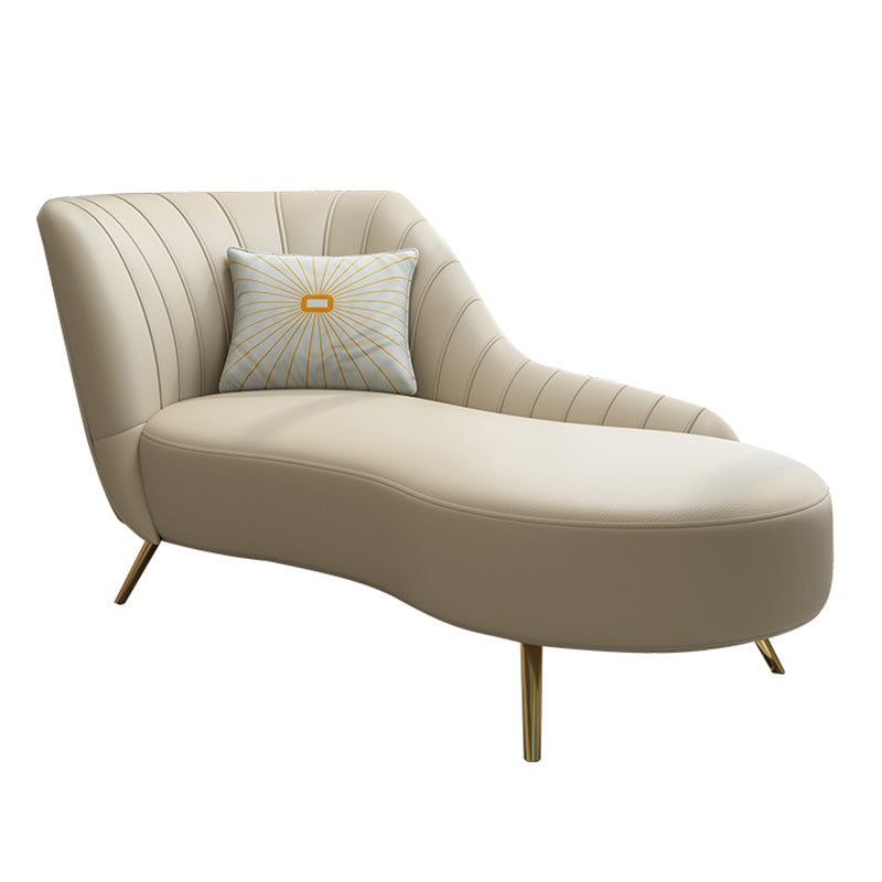 Modern Leather Chaise Lounge Flared Arms Chaise for Bedroom and Living Room