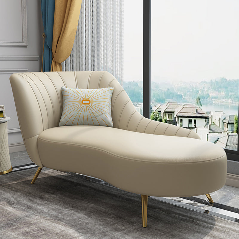 Modern Leather Chaise Lounge Flared Arms Chaise for Bedroom and Living Room
