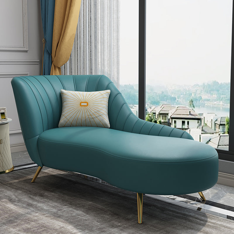 Modern Leather Chaise Lounge Flared Arms Chaise for Bedroom and Living Room