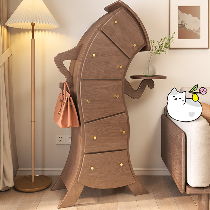 Modern Vertical Lingerie Chest Wood Dresser with 5 Drawers for Bedroom