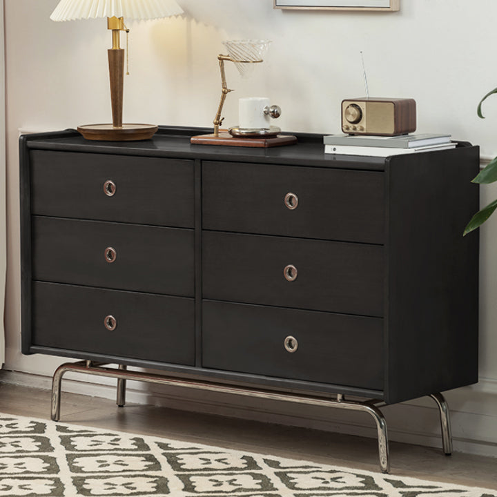 Ultra Modern Horizontal Double Dresser Solid Pine Storage Chest Dresser for Bedroom