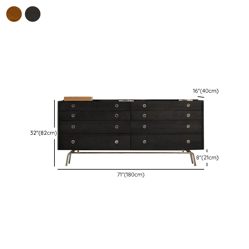 Ultra Modern Horizontal Double Dresser Solid Pine Storage Chest Dresser for Bedroom