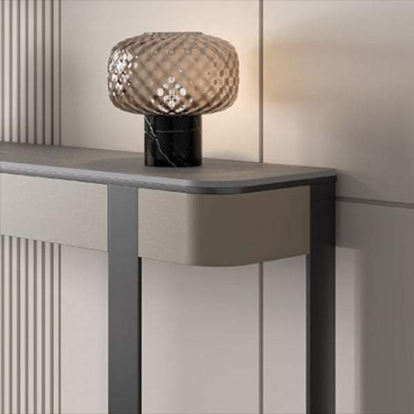 Half Moon Modern Console Table Antique Finish Console Sofa Table in Stone