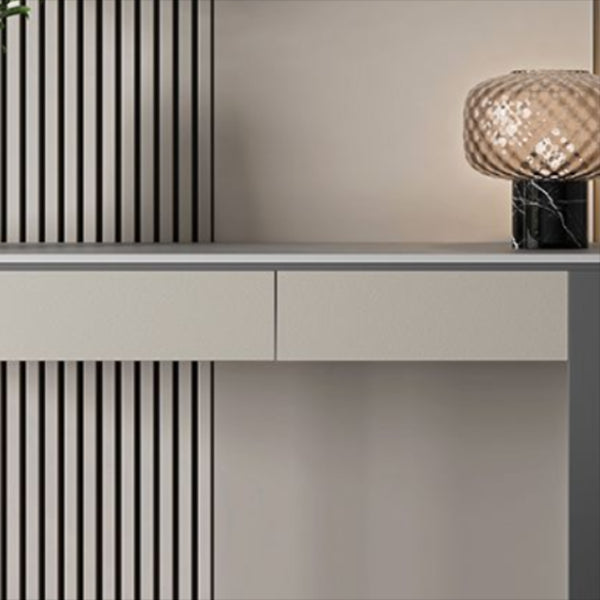 Half Moon Modern Console Table Antique Finish Console Sofa Table in Stone