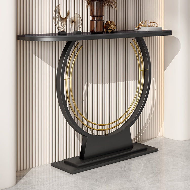 Half Moon Console Accent Table Antique Finish Console Table in Stone