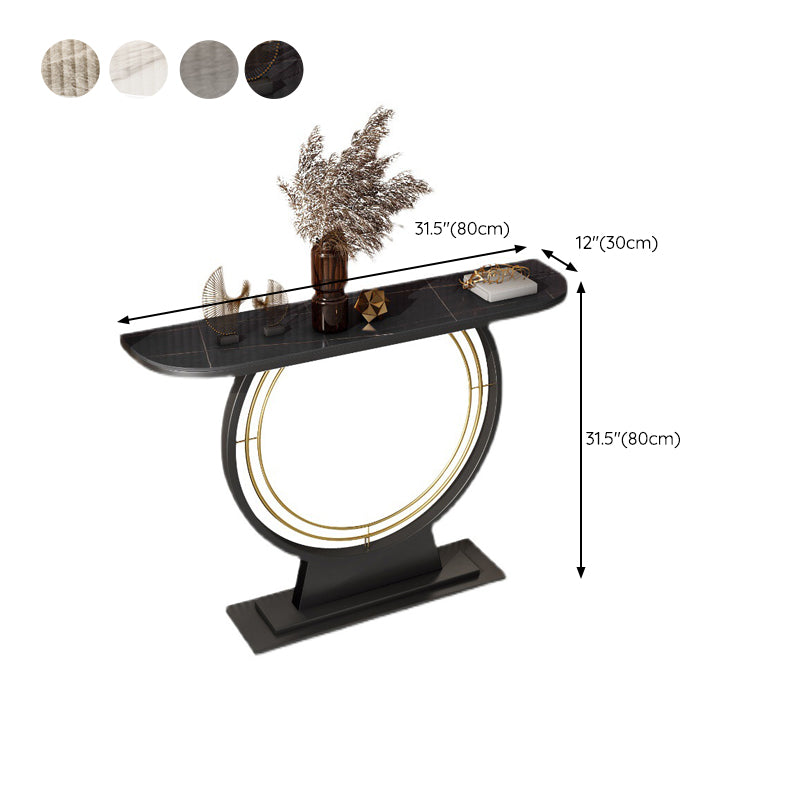 Half Moon Console Accent Table Antique Finish Console Table in Stone