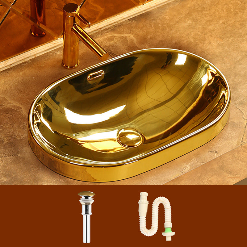 Modern Basin Sink Metal Rectangular with Overflow and Faucet Vessel Bathroom Sink