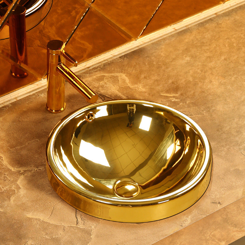 Modern Basin Sink Metal Rectangular with Overflow and Faucet Vessel Bathroom Sink
