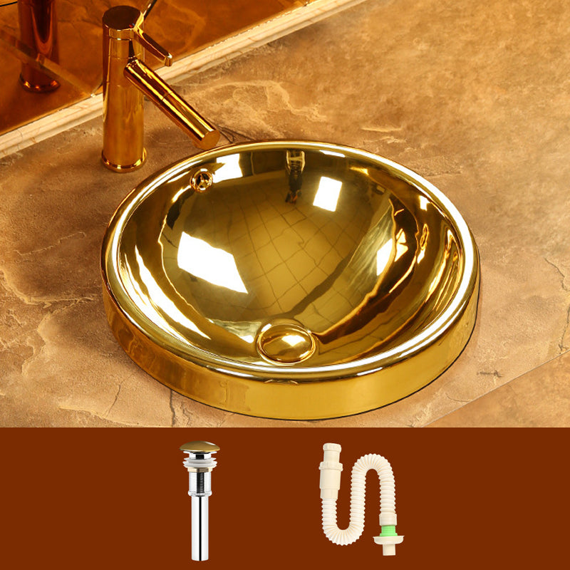Modern Basin Sink Metal Rectangular with Overflow and Faucet Vessel Bathroom Sink