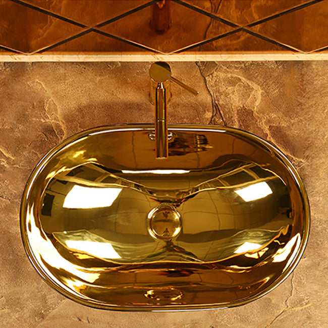 Modern Basin Sink Metal Rectangular with Overflow and Faucet Vessel Bathroom Sink