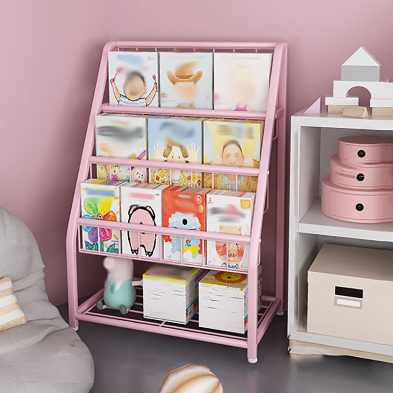 Scandinavian Ladder Bookshelf Metal Closed Back Bookcase with Shelves