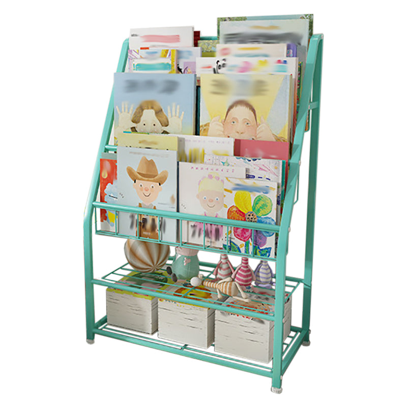 Scandinavian Ladder Bookshelf Metal Closed Back Bookcase with Shelves