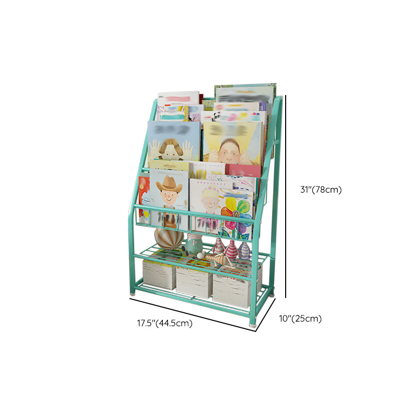 Scandinavian Ladder Bookshelf Metal Closed Back Bookcase with Shelves