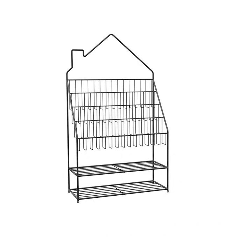 Scandinavian Closed Back Ladder Bookshelf Metal Bookcase with Shelves