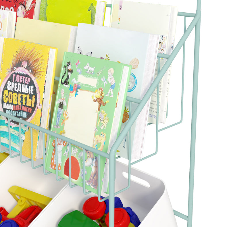 Scandinavian Closed Back Ladder Bookshelf Metal Bookcase with Shelves