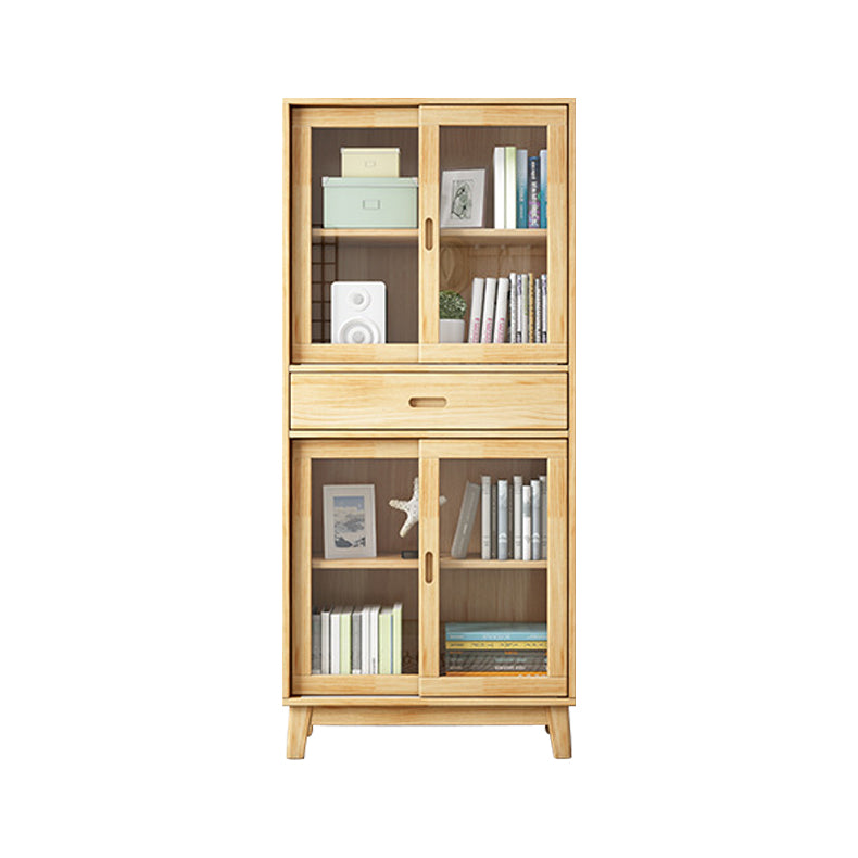 Modern Style Closed Back Bookshelf Standard Wooden Bookcase with Cabinets