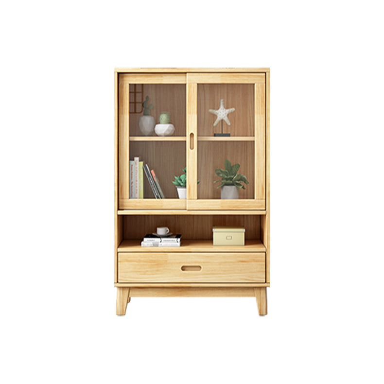 Modern Style Closed Back Bookshelf Standard Wooden Bookcase with Cabinets