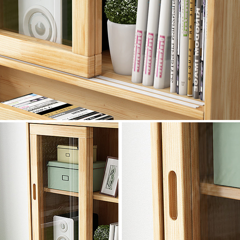 Modern Style Closed Back Bookshelf Standard Wooden Bookcase with Cabinets