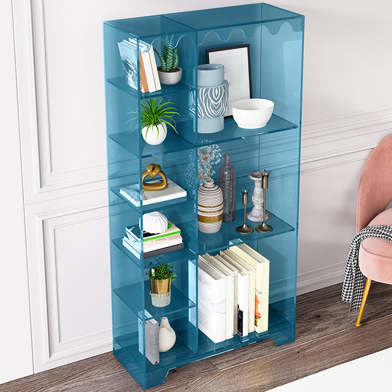Contemporary Closed Back Standard Bookshelf Acrylic Bookcase with Rectangular Shelves